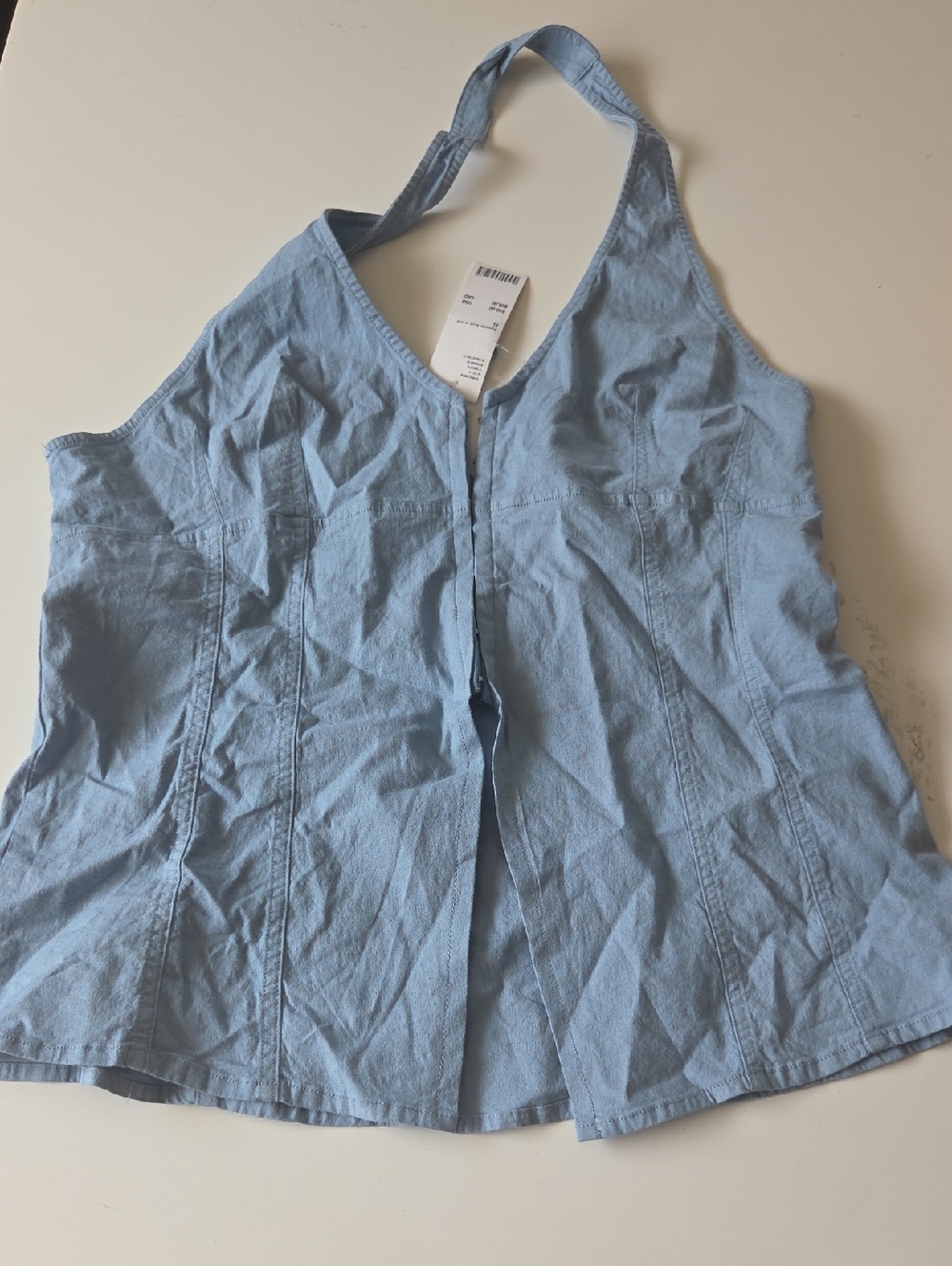 Urban Outfitters Vest Top Ashleigh Blue Linen Blend Sz XL NWT - Picture 10 of 16